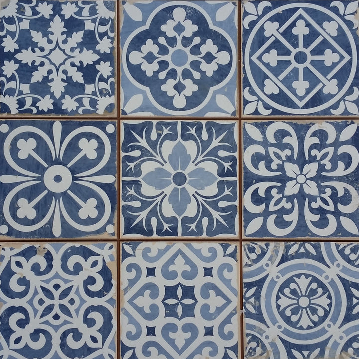 Azulejos marroquinos em estilo patchwork retro, 33 x 33 cm – Vintage