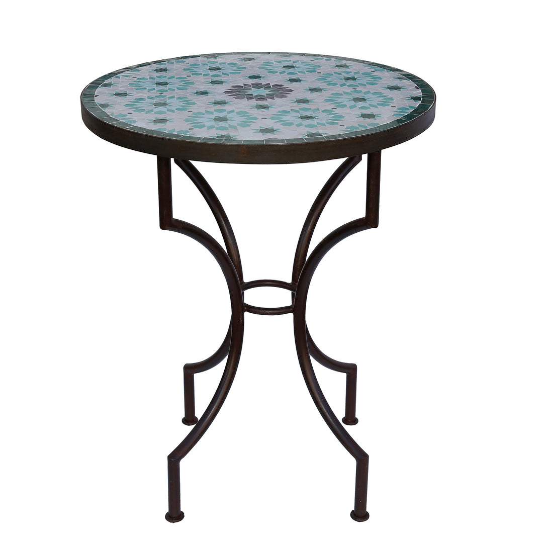 Mesa compacta em mosaico com padrão marroquino – ideal como mesa de pequeno-almoço em espaços reduzidos