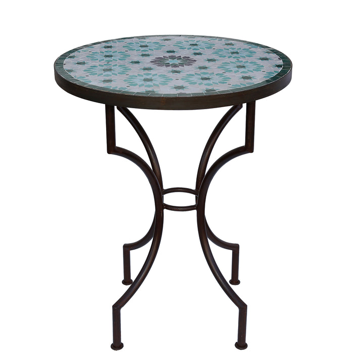 Mesa compacta em mosaico com padrão marroquino – ideal como mesa de pequeno-almoço em espaços reduzidos