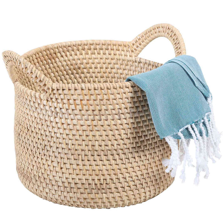Cesto de rattan Elie Natural com alças
