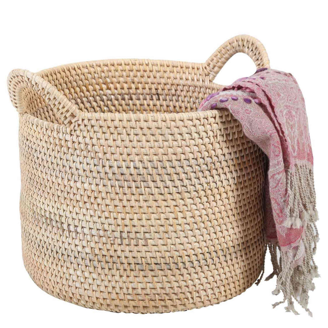 Cesto de rattan Elie Natural com alças