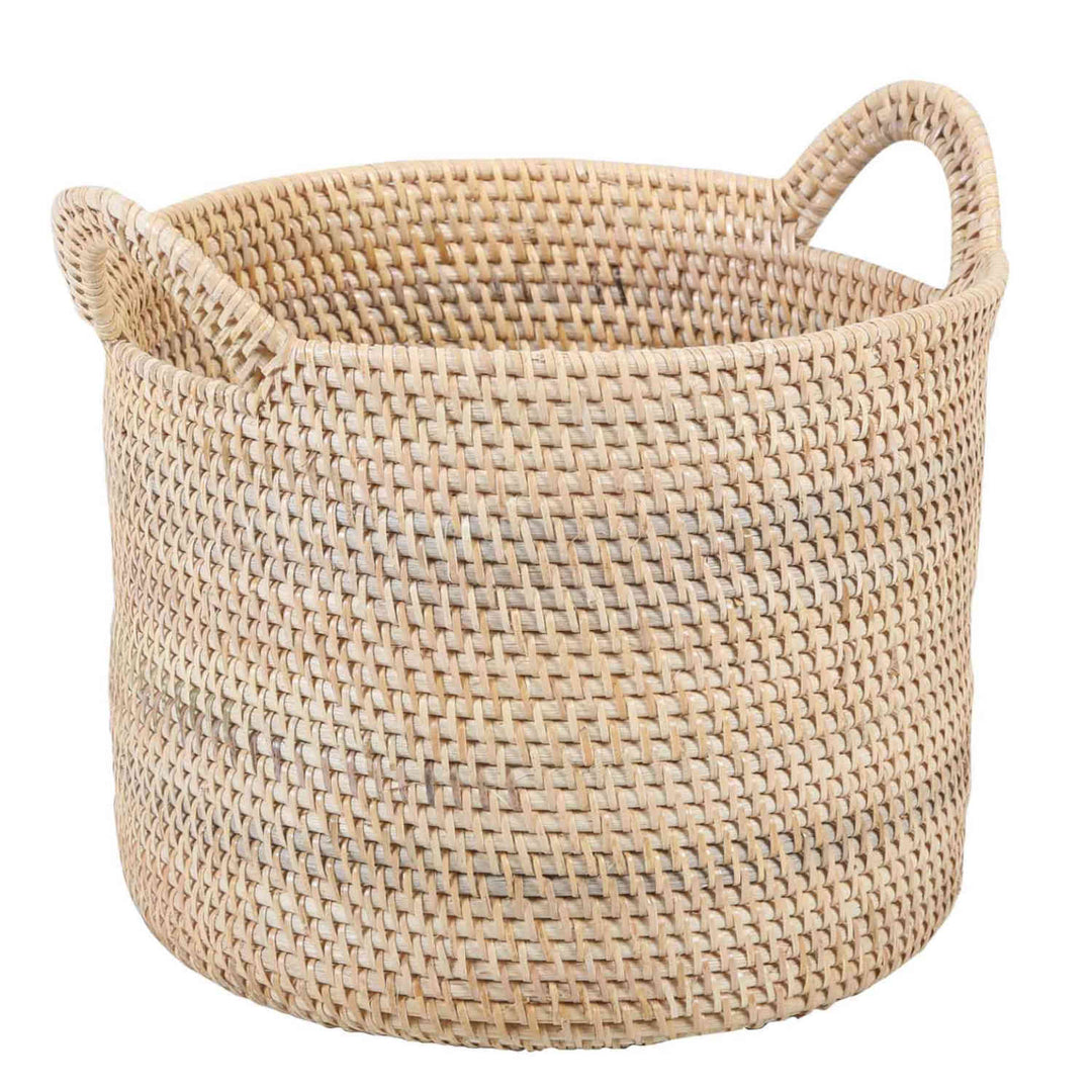Cesto de rattan Elie Natural com alças