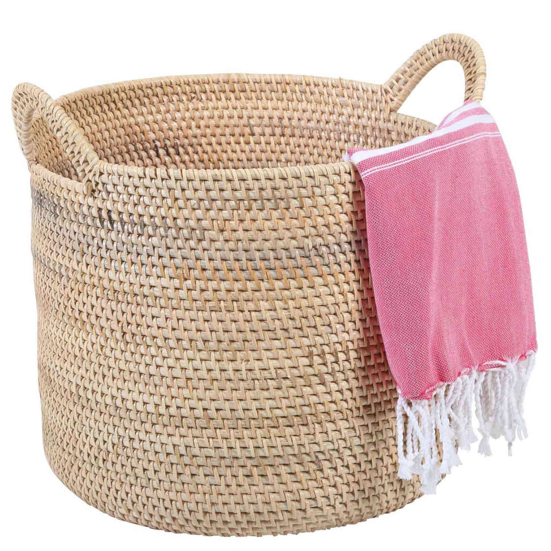 Cesto de rattan Elie Natural com alças