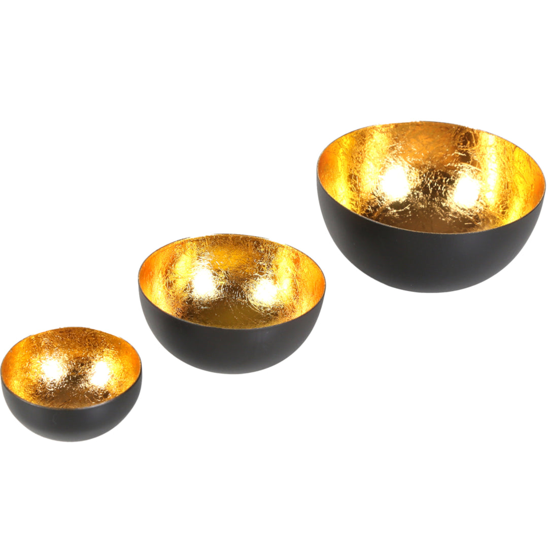 Conjunto de 3 castiçais para velas de chá Meo Gold