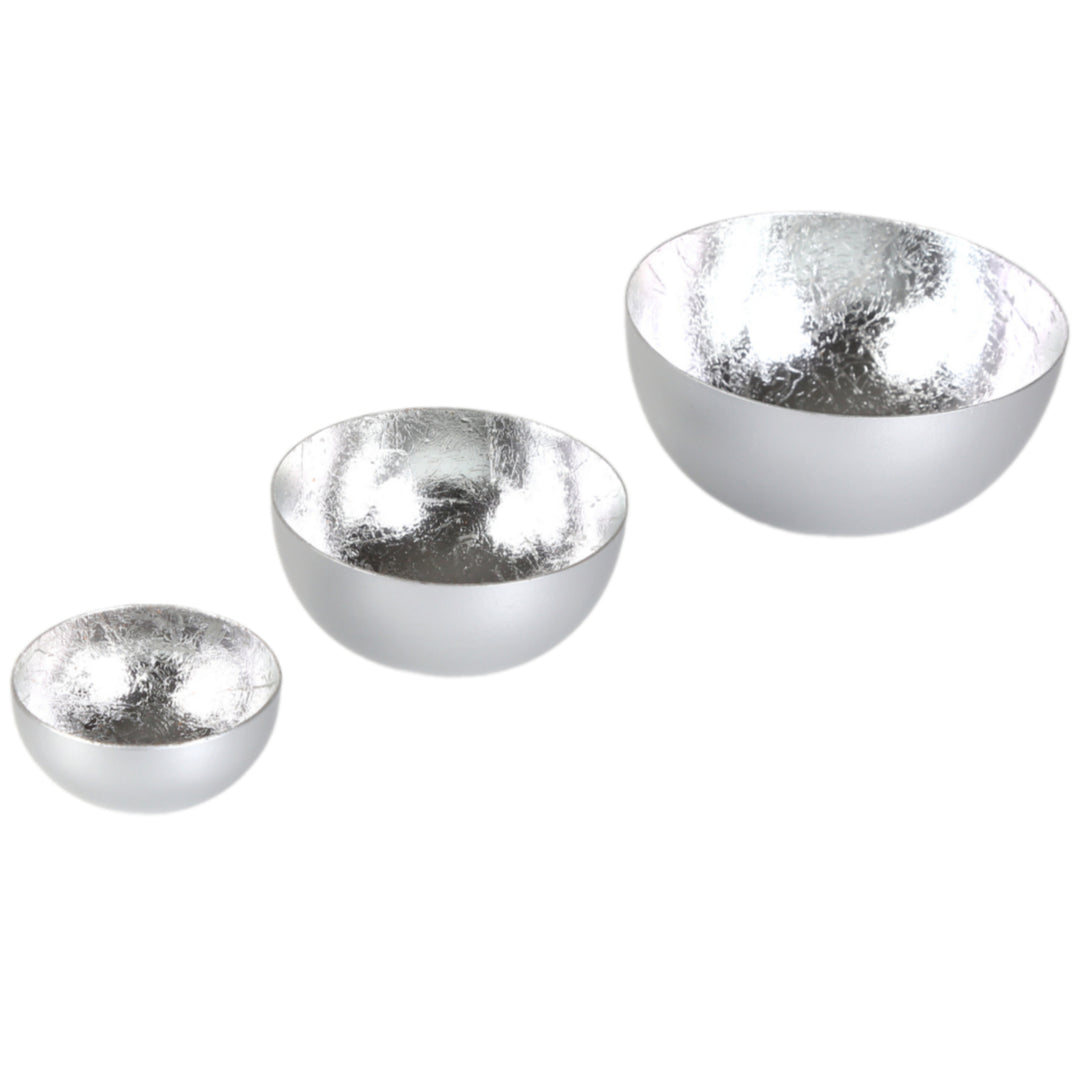 Conjunto de 3 castiçais para velas de chá Meo Prata