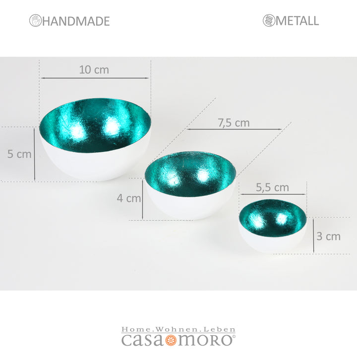 Conjunto de 3 castiçais para velas de chá Meo Turquesa