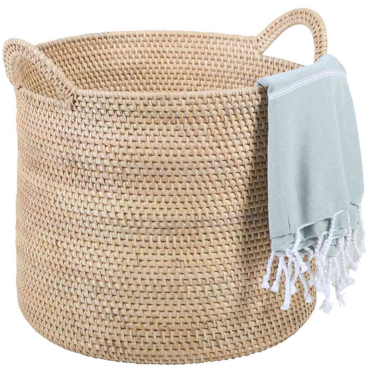 Cesto de rattan Elie Natural com alças