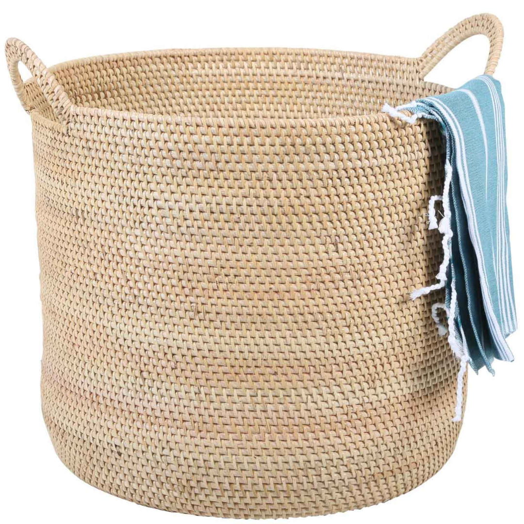 Cesto de rattan Elie Natural com alças
