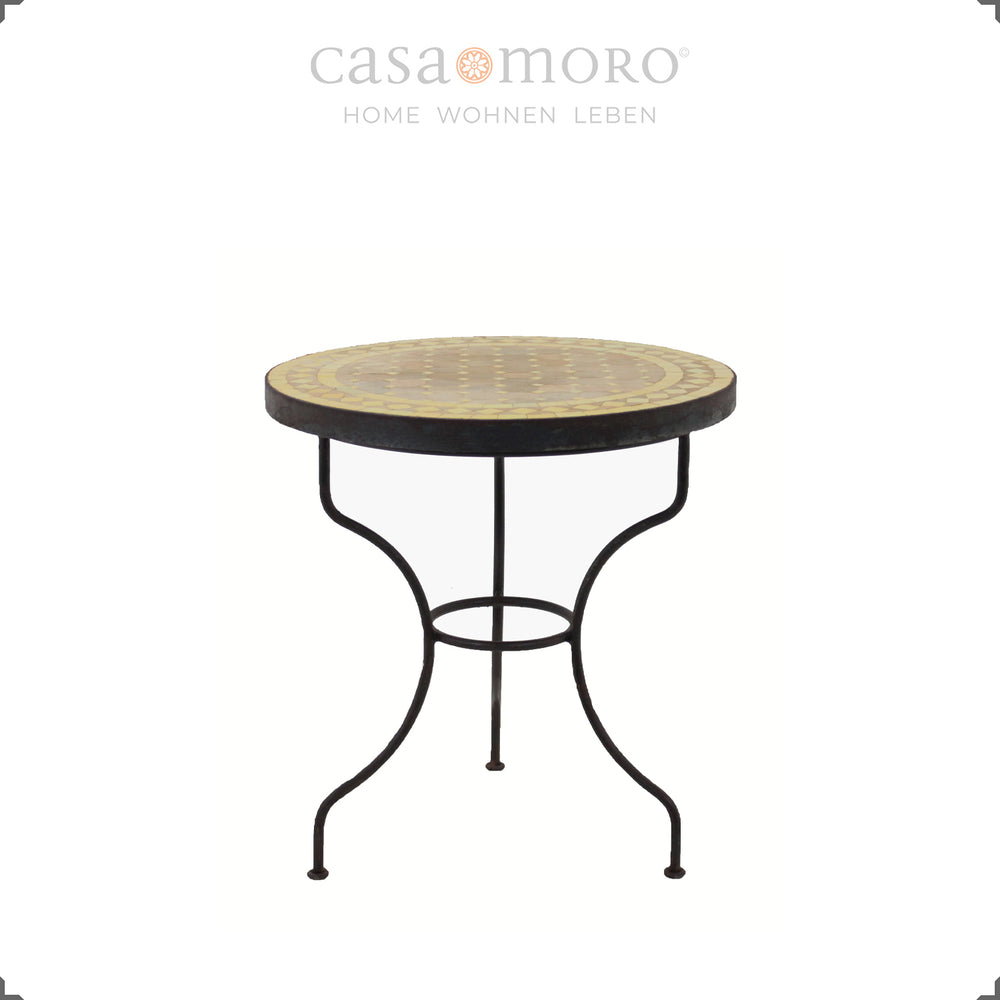 Mesa em mosaico Zellige Ø 45 cm – ideal como mesa de apoio ou mesa para plantas na varanda ou no terraço