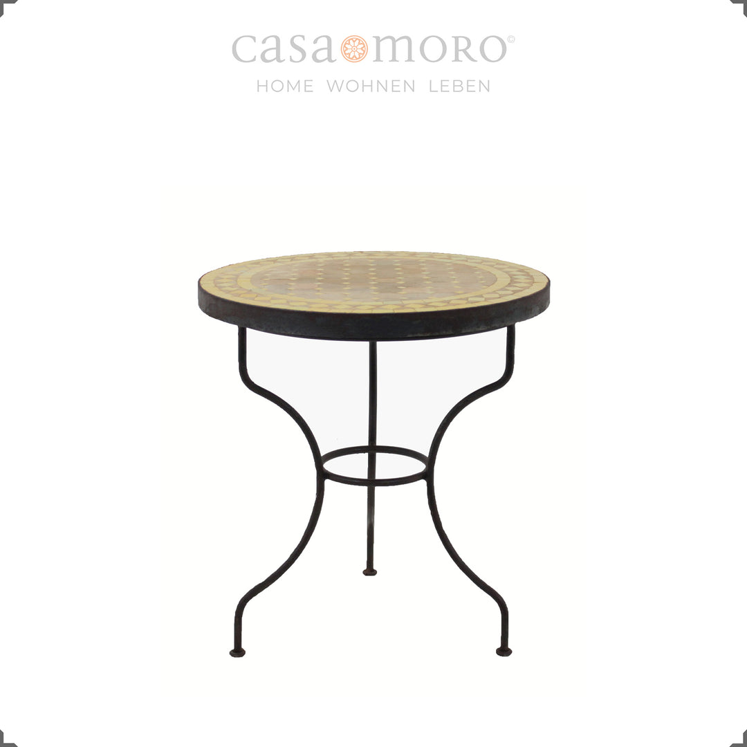 Mesa em mosaico Zellige Ø 45 cm – ideal como mesa de apoio ou mesa para plantas na varanda ou no terraço