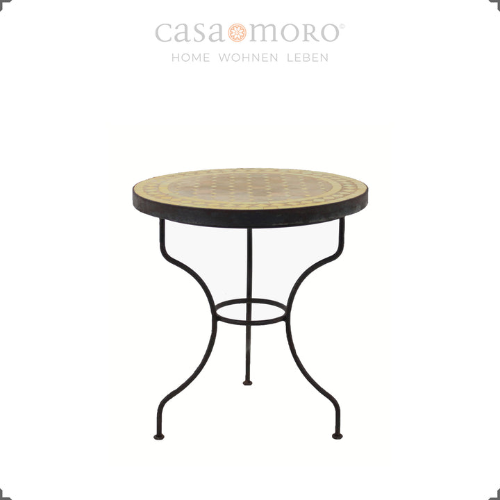 Mesa em mosaico Zellige Ø 45 cm – ideal como mesa de apoio ou mesa para plantas na varanda ou no terraço