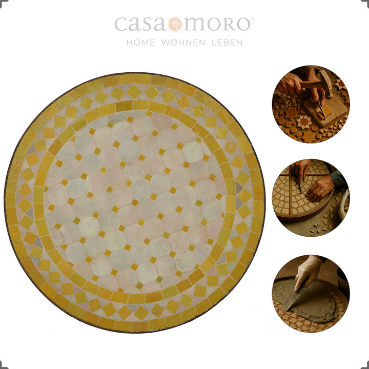 Mesa auxiliar com estrutura em ferro forjado com acabamento em verniz transparente – estável, fácil de limpar, móvel