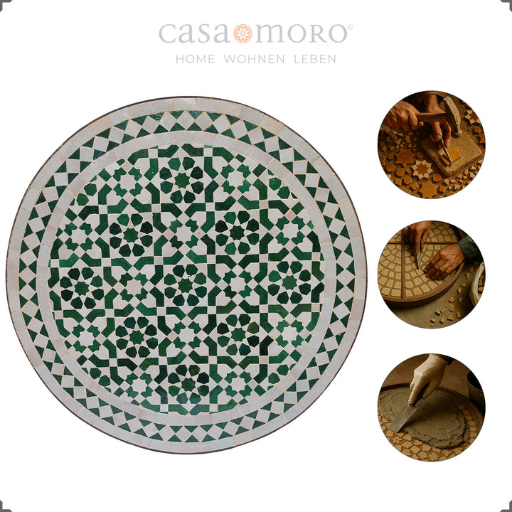 Mesa em mosaico de zellige e ferro forjado: por favor, guarde-a num local protegido do gelo