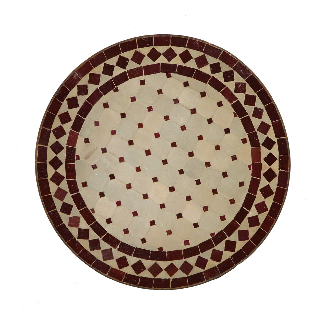 Mesa de apoio estreita de 45 cm com mosaico zellige, redonda e feita à mão, ideal para a sala de estar ou a varanda