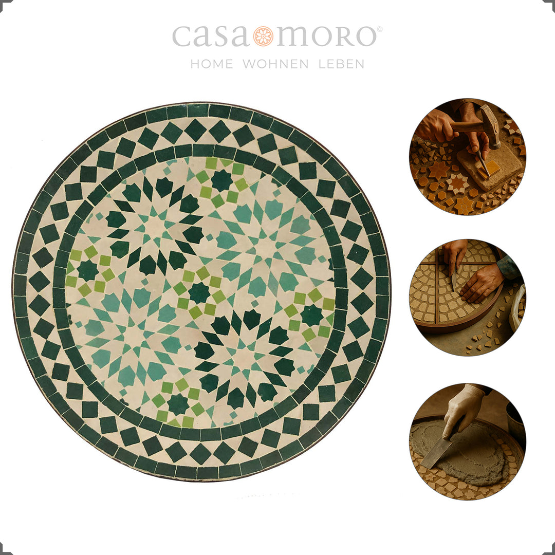 Mesa de plantas de estilo clássico oriental com motivo de estrelas verdes, ideal para a sala de estar e o jardim