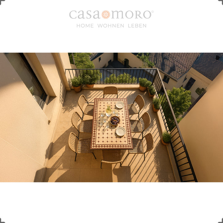 Mesa de jantar de 120 x 80 cm, proveniente de Marrocos, com padrão oriental