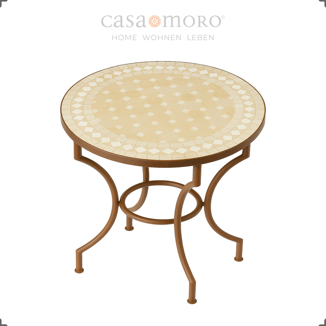 Mesa em mosaico feita à mão com Ø 80 cm – ideal para a cozinha, varanda ou sala de estar