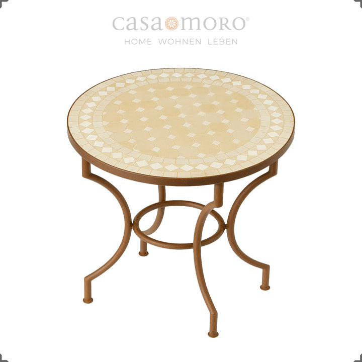 Mesa em mosaico feita à mão com Ø 80 cm – ideal para a cozinha, varanda ou sala de estar