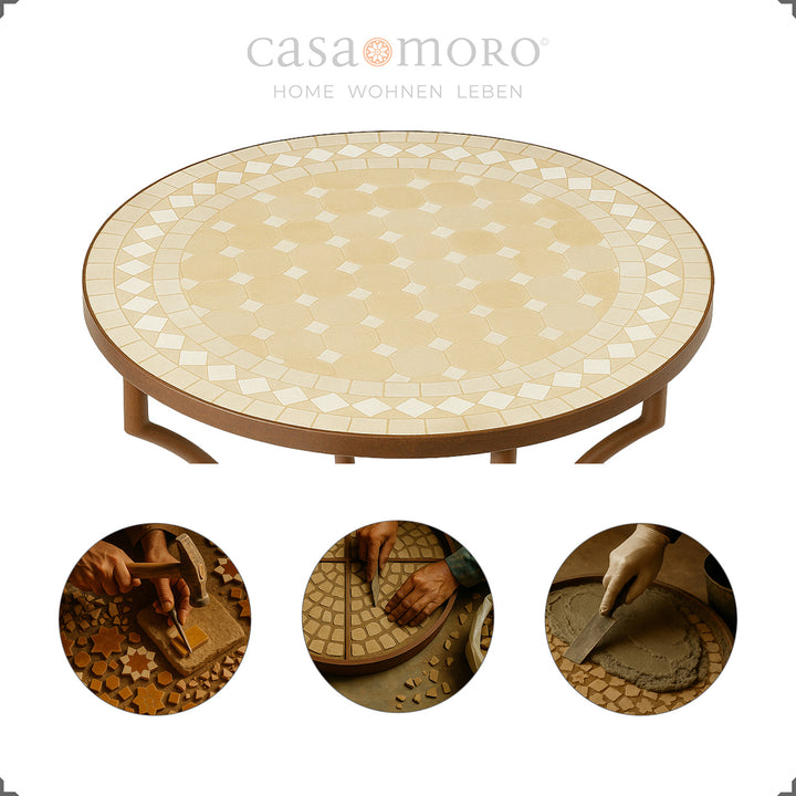 Mosaico Zellige em branco e terracota – cada detalhe colocado e esmaltado à mão