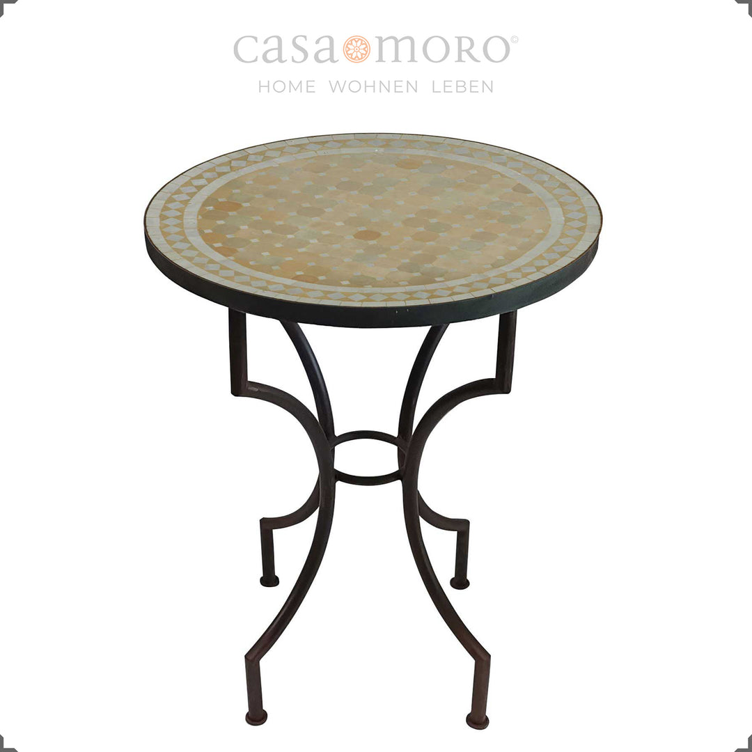 Mesa redonda em mosaico com 60 cm de diâmetro – ideal como mesa de varanda, mesa de azulejos ou mesa de terraço