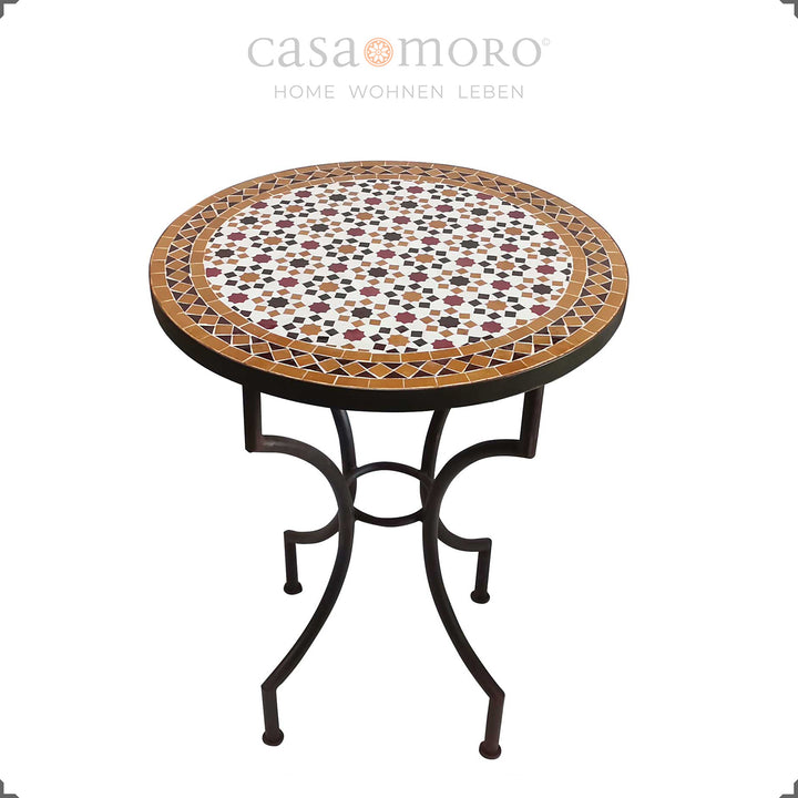 Mesa de bistrô feita à mão com padrão de azulejos orientais – ideal para duas pessoas