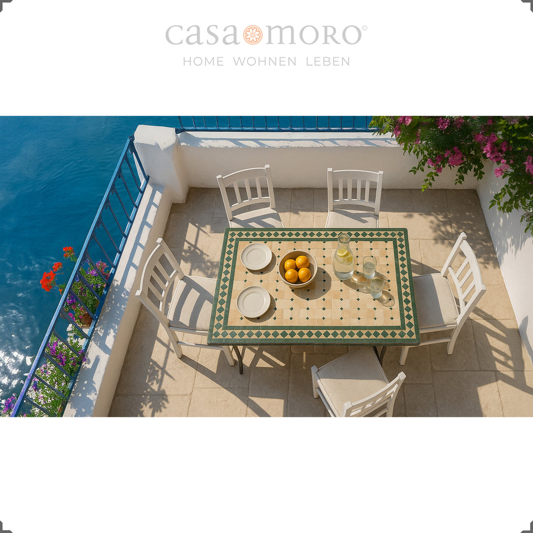 Mesa de jantar 120x80 com azulejos Zellige – ideal para a sala de jantar, a sala de estar ou a varanda