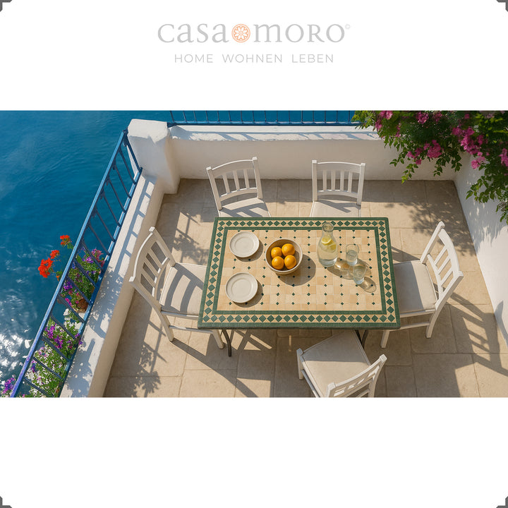 Mesa de jantar 120x80 com azulejos Zellige – ideal para a sala de jantar, a sala de estar ou a varanda