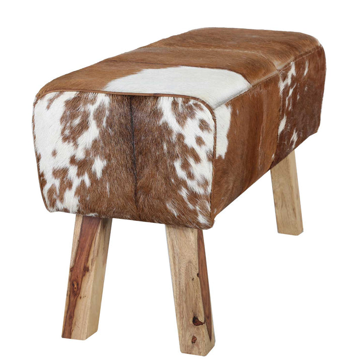 Banco com pelúcia Tara com efeito de pele de vaca