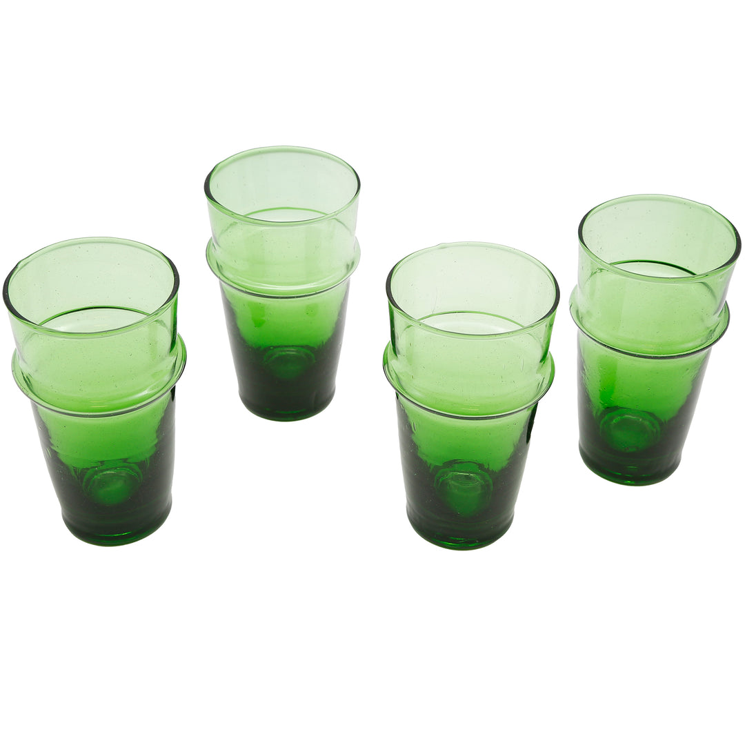 Conjunto de copos verdes de estilo autêntico – ideal para cocktails, café gelado ou sobremesas