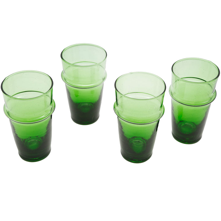 Conjunto de copos verdes de estilo autêntico – ideal para cocktails, café gelado ou sobremesas