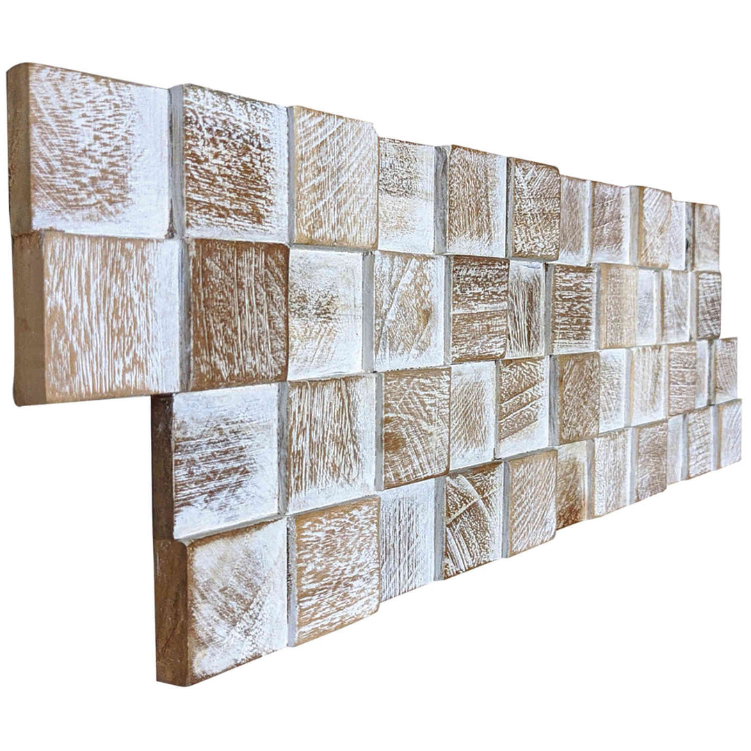 Revestimento de parede em madeira White Washed Cube