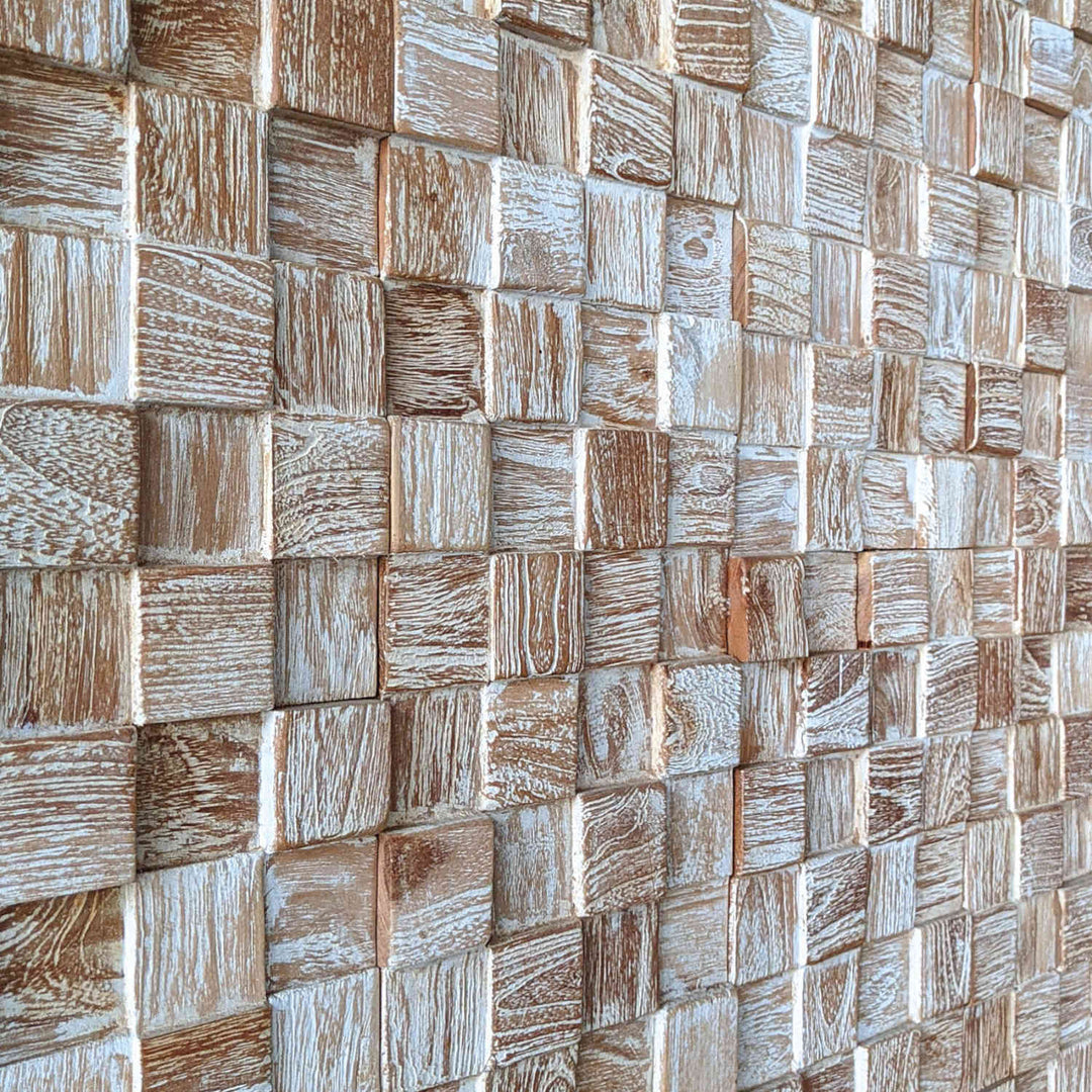 Revestimento de parede em madeira White Washed Cube