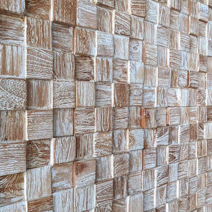 Revestimento de parede em madeira White Washed Cube