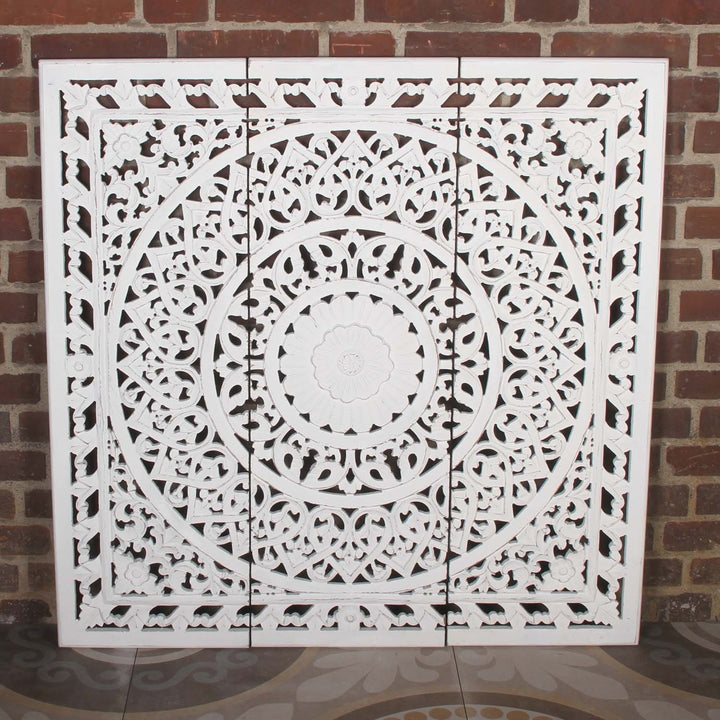 Mandala Hawa em madeira indiana