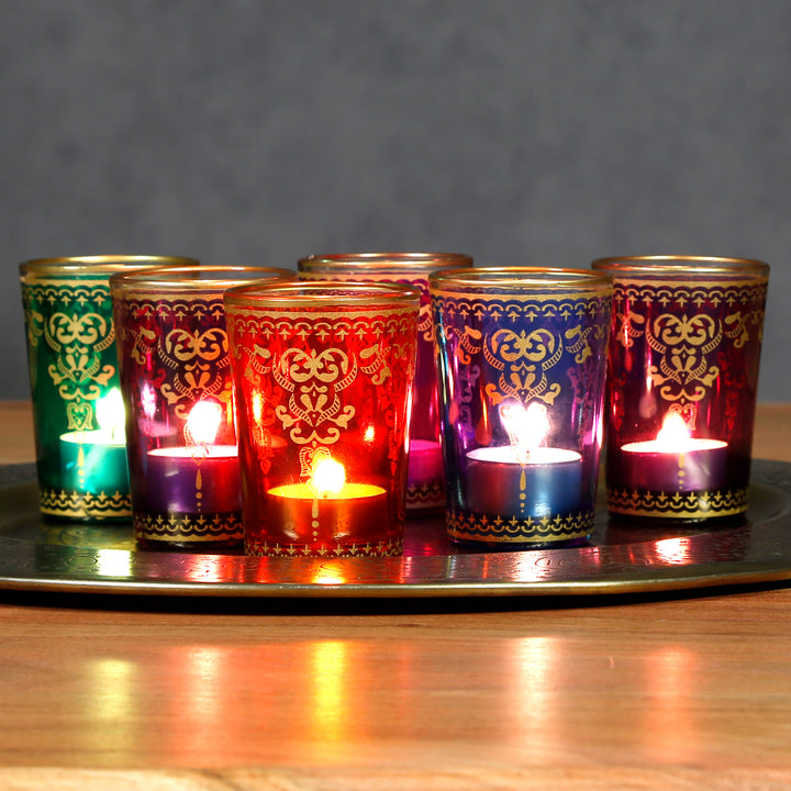 Conjunto de 6 copos para velas de chá, mistura colorida
