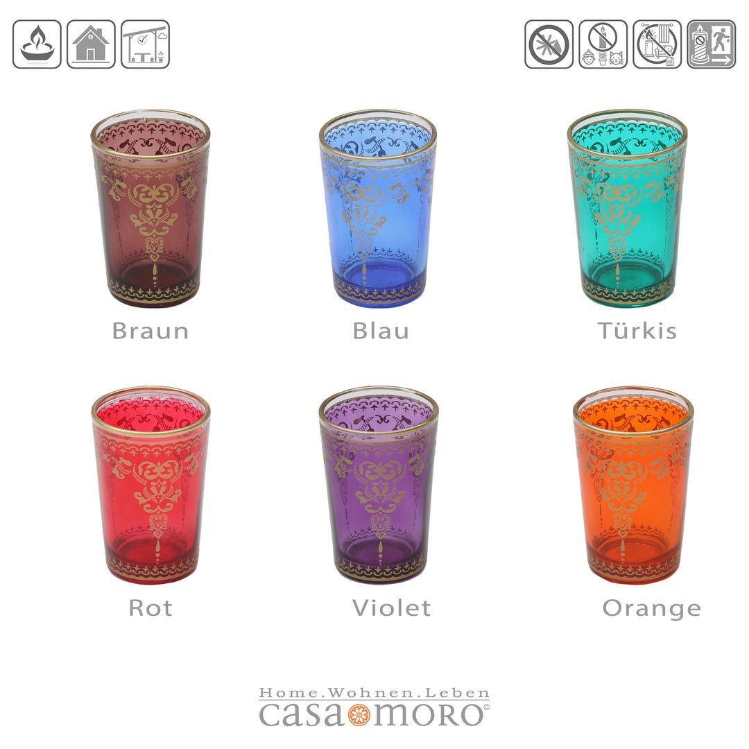 Conjunto de 6 copos para velas de chá, mistura colorida