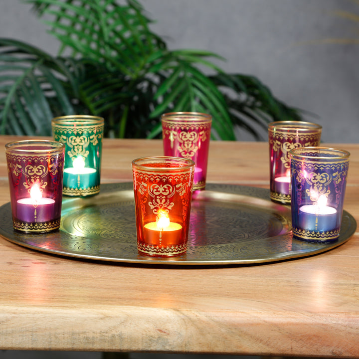 Conjunto de 6 copos para velas de chá, mistura colorida