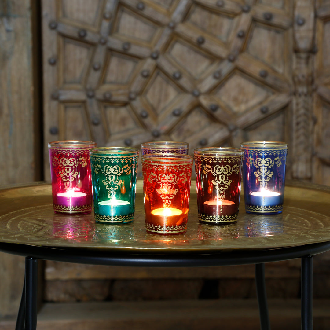 Conjunto de 6 copos para velas de chá, mistura colorida