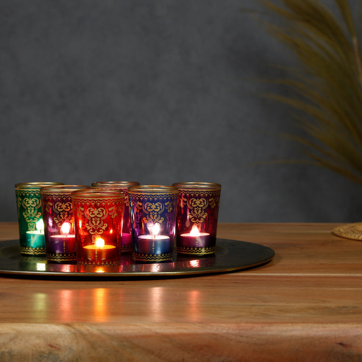 Conjunto de 6 copos para velas de chá, mistura colorida
