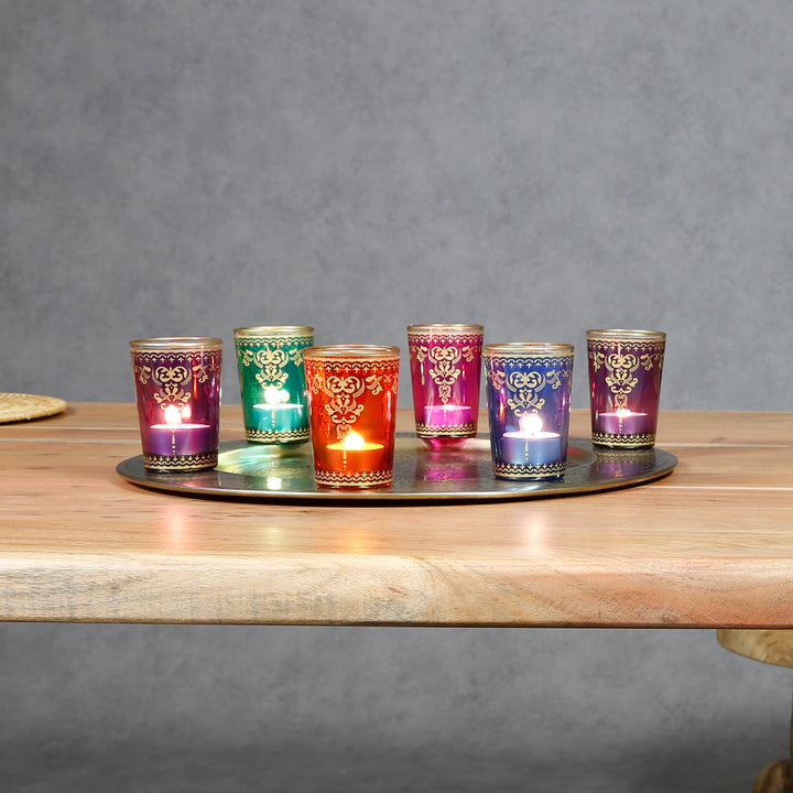 Conjunto de 6 copos para velas de chá, mistura colorida