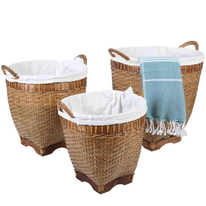Cesto de roupa suja Lea em rattan com alças