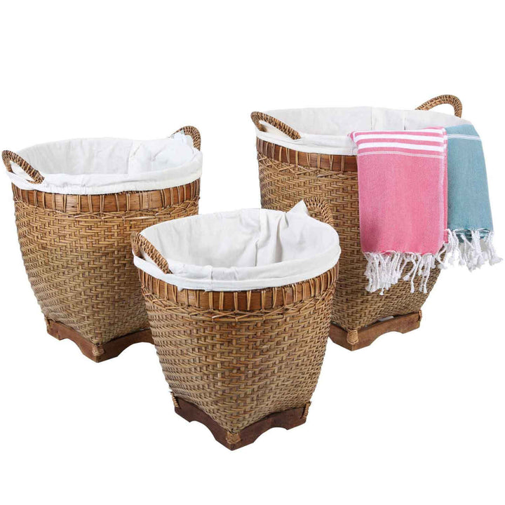 Cesto de roupa suja Lea em rattan com alças