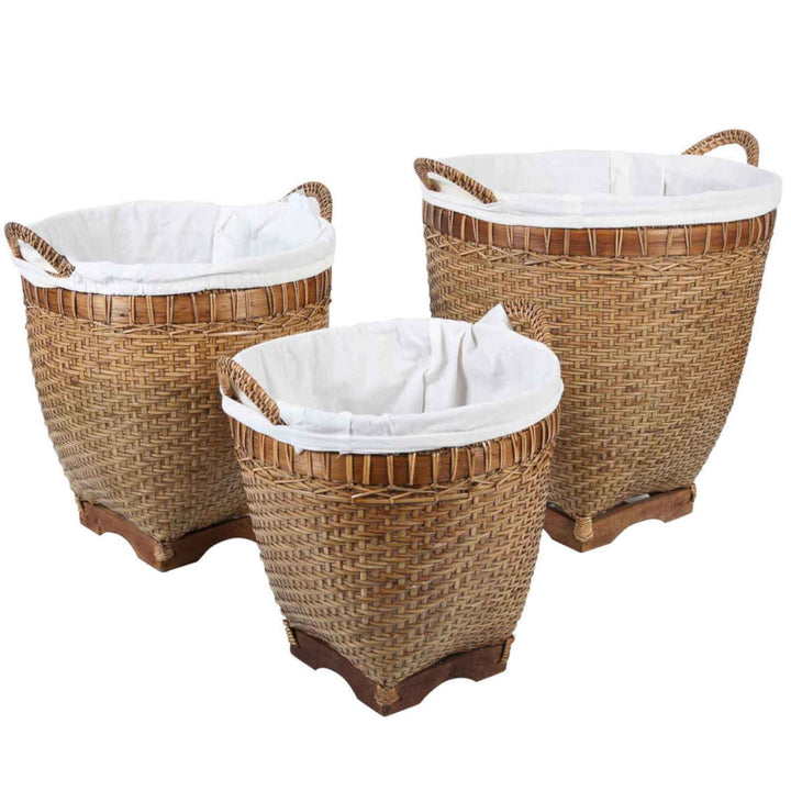Cesto de roupa suja Lea em rattan com alças