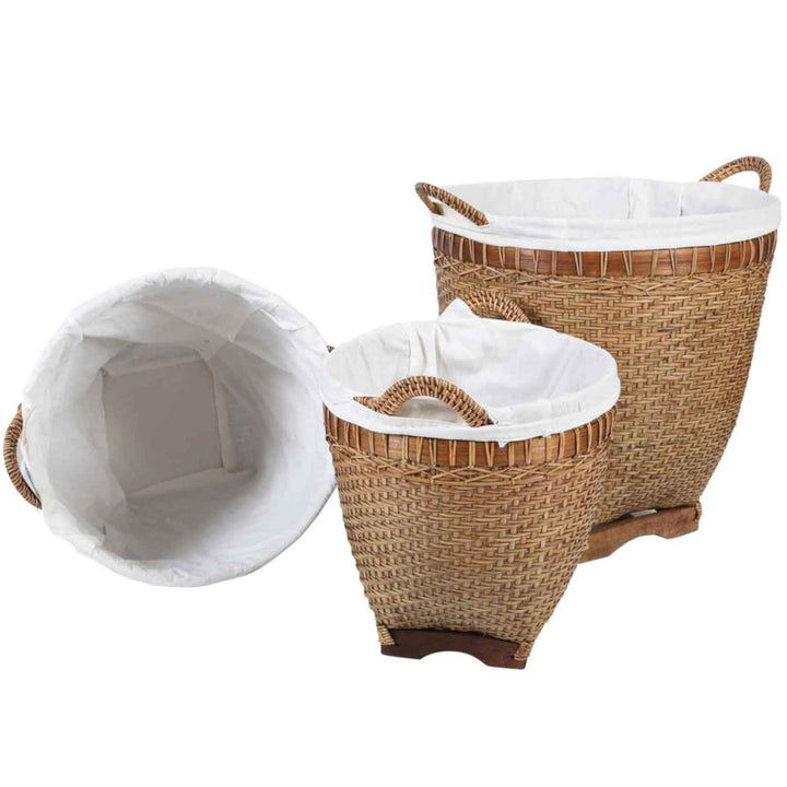Cesto de roupa suja Lea em rattan com alças