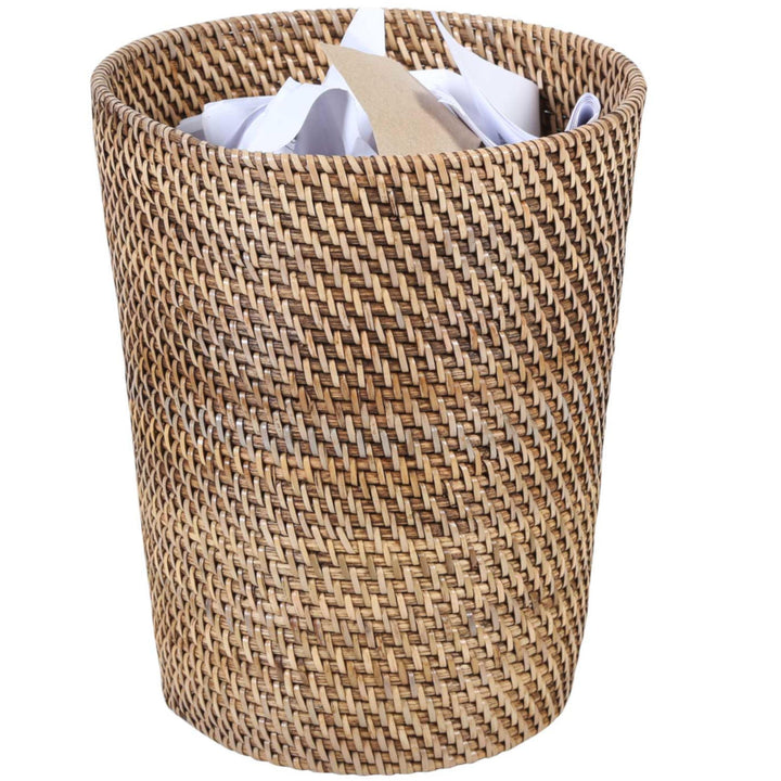 Cesto do lixo em rattan Nila castanho claro