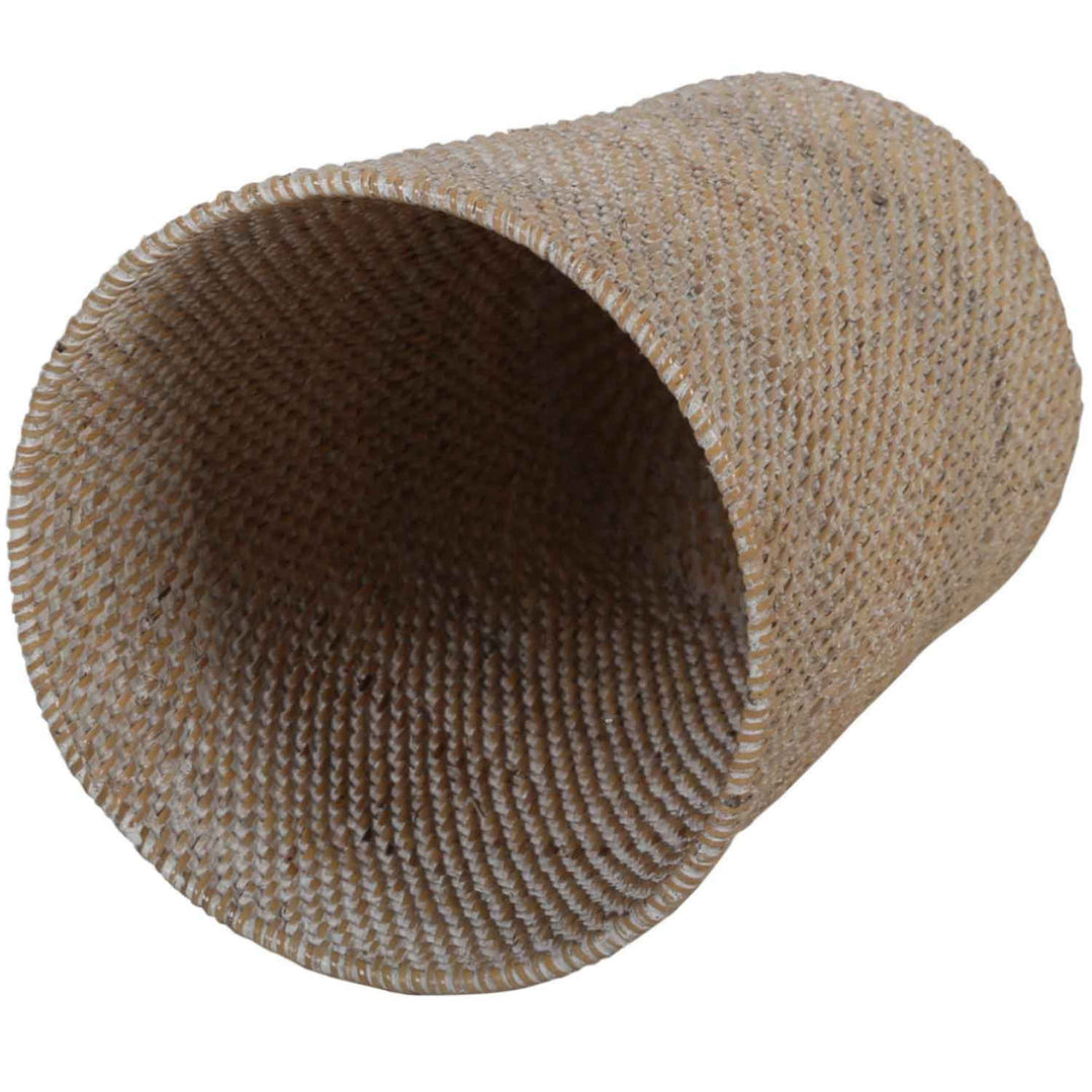 Cesto do lixo em rattan Nila White Wash