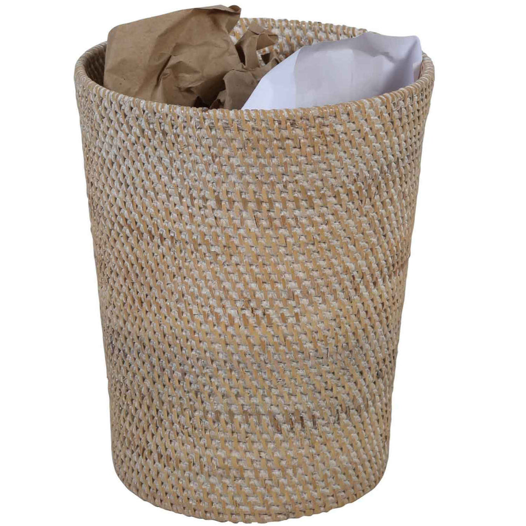 Cesto do lixo em rattan Nila White Wash