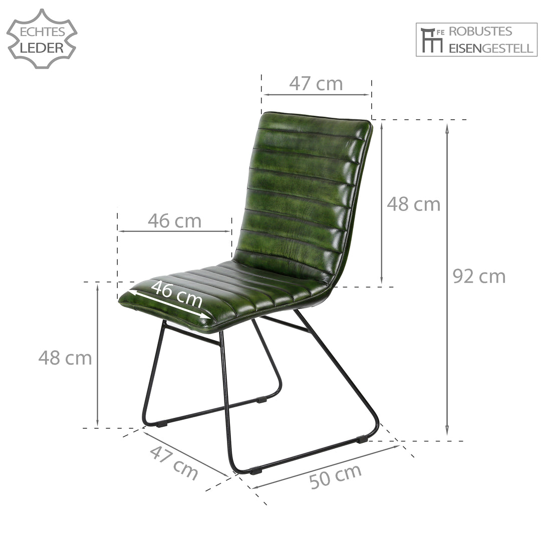 Cadeira de sala de jantar em couro verde