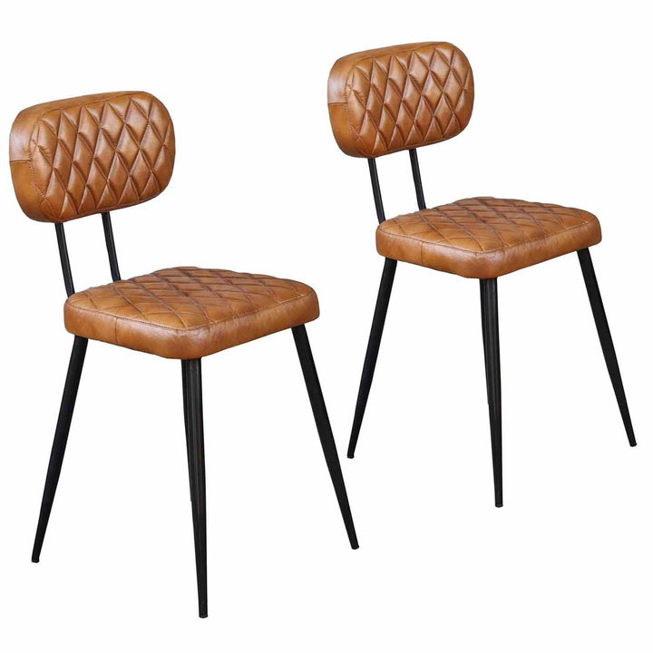 Conjunto de 2 cadeiras de couro Sofia Cognac