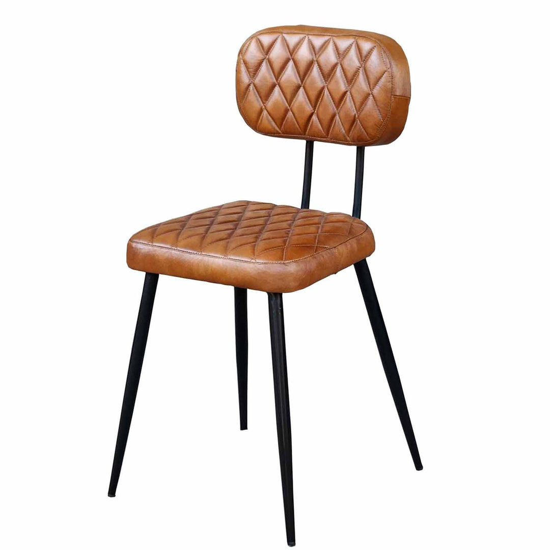 Conjunto de 2 cadeiras de couro Sofia Cognac